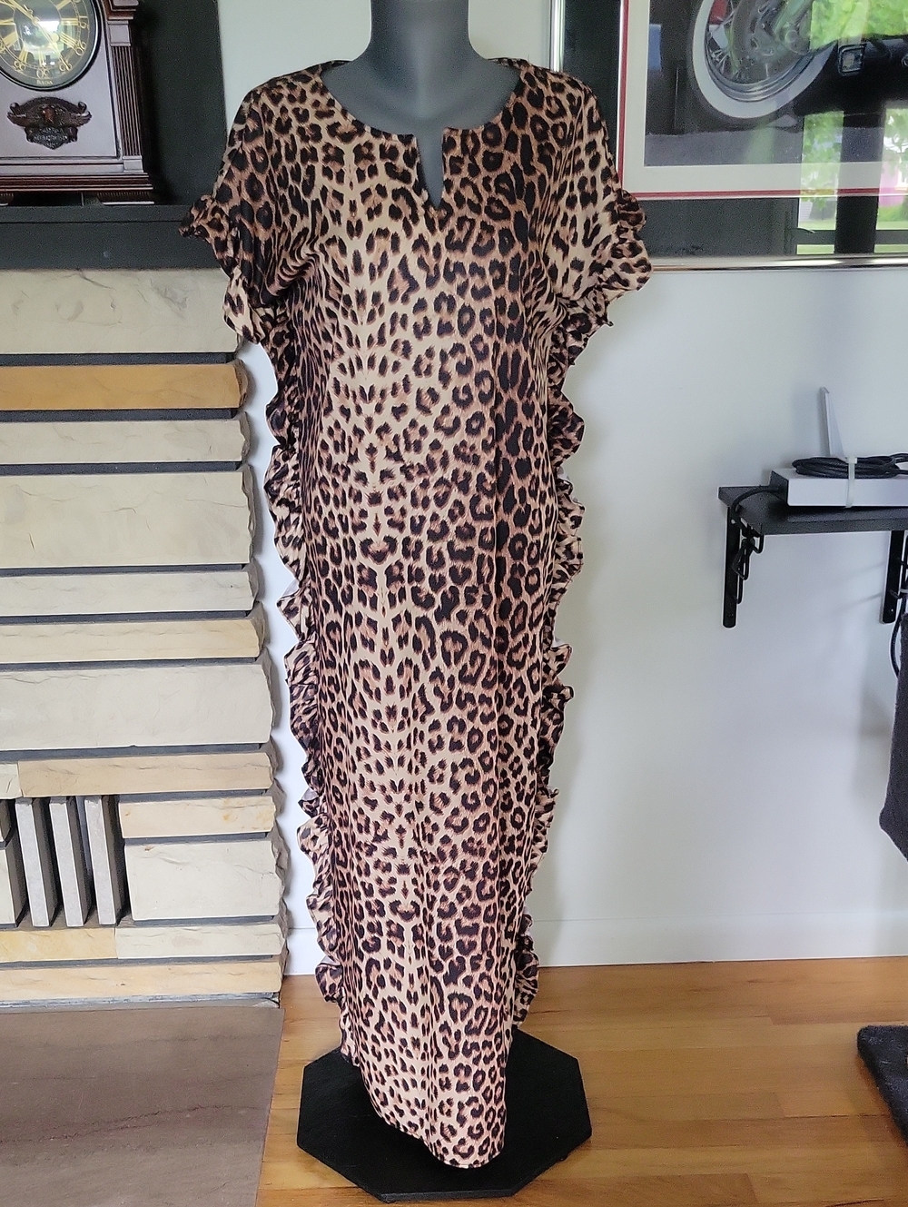 Village Fair 70s Kaftan S 8-10 Black/Brown Vintage